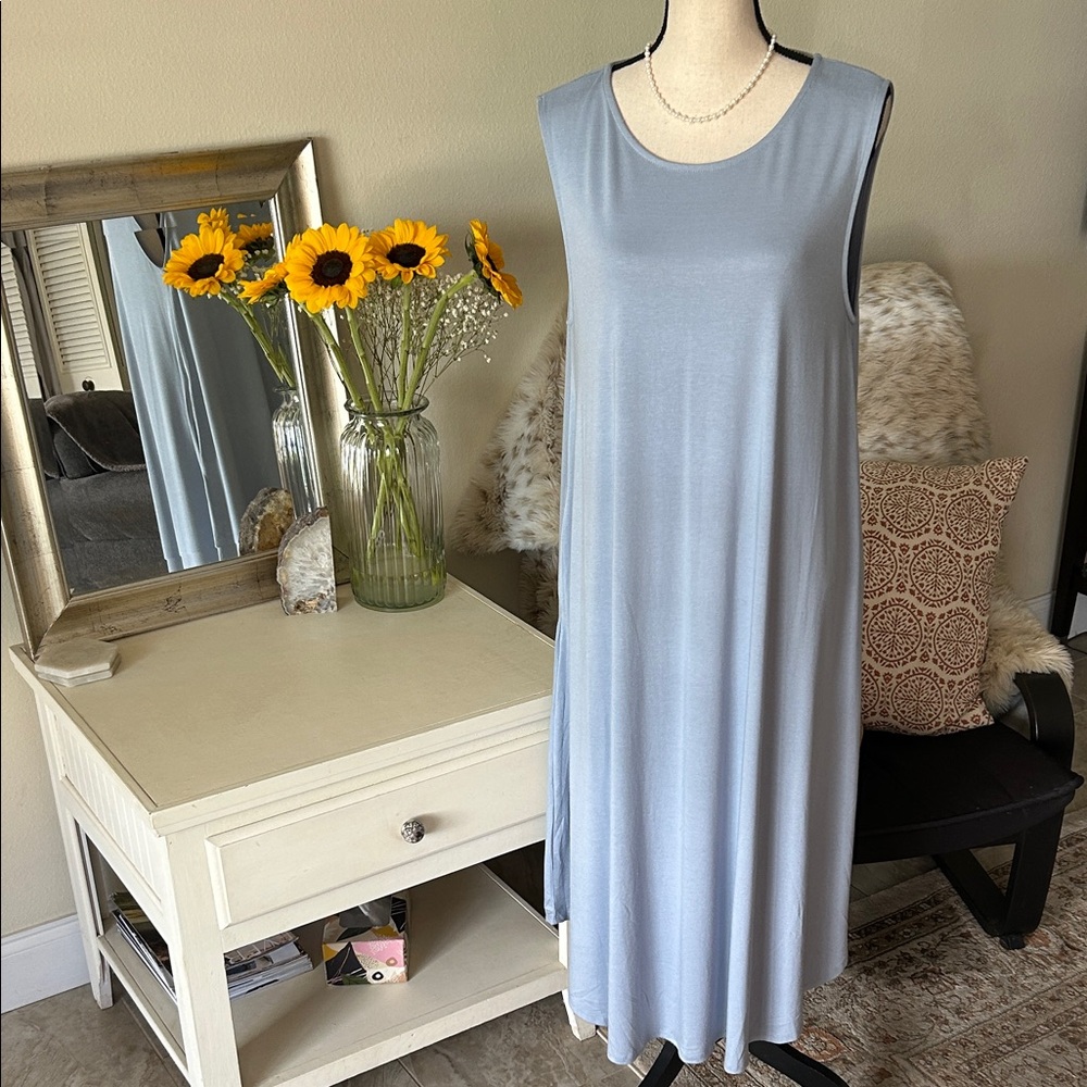 Zenana outfitters XL, baby blue pop over shapeless, summer comfy maxi dress